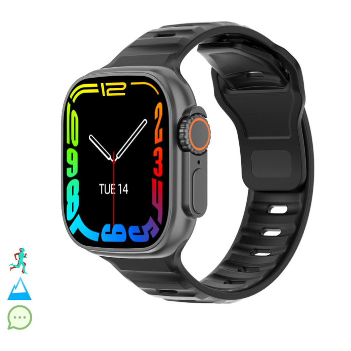 Smartwatch TRAIL DAM8 con pantalla de 2 pulgadas HR y función Always-On. Widgets personalizables.