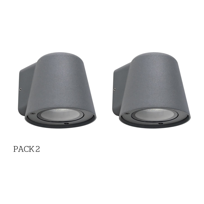 Forlight Cone - 2 Apliques de Pared Exterior de 1 Foco GU10 con IP44 de Color Negro
