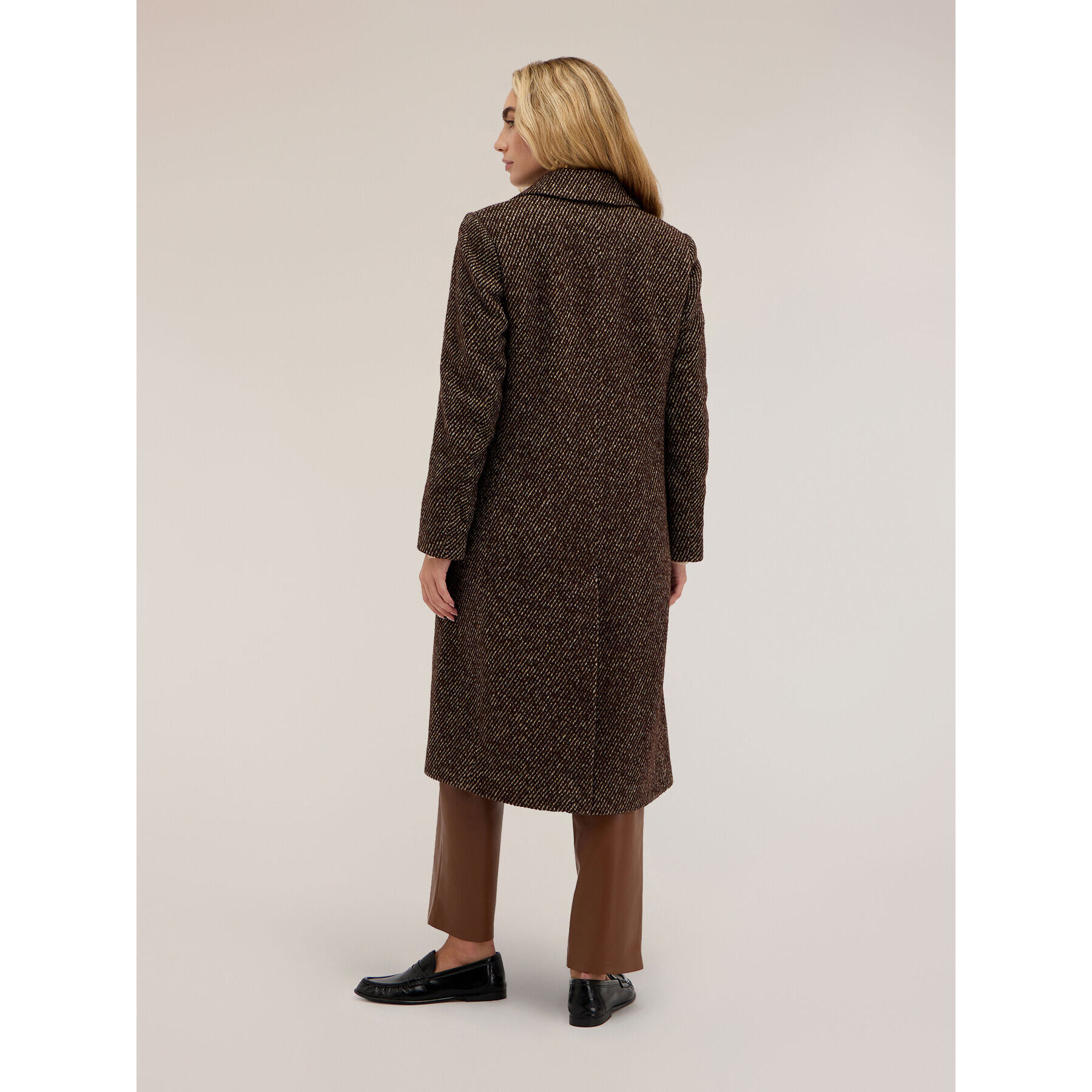 Motivi - Cappotto monopetto tinto filo - Marrone