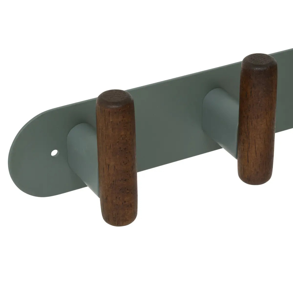 Patère murale 5 crochets Cassie vert et bois