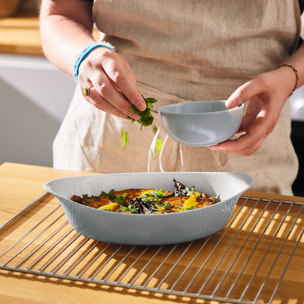 Plat ovale gris 29x17 cm en opale - Smart Cuisine Wavy Granit - Luminarc