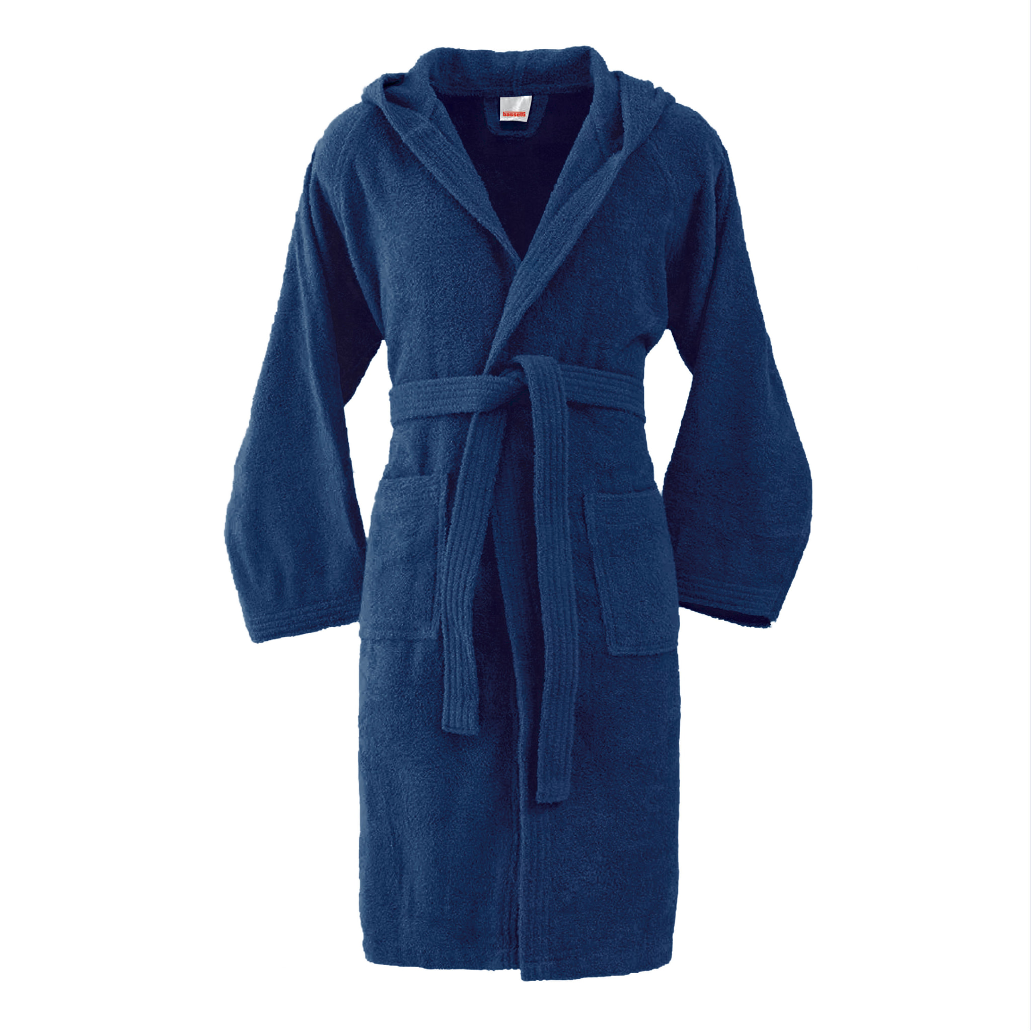 Bassetti Morbido Accappatoio 360 gr con Cappuccio 100% Cotone Uomo Donna Spugna Taglie Forti - ITALY Designed - Collezione VIVIAN - INDIGO DC