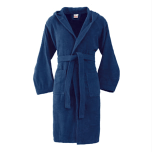 Bassetti Morbido Accappatoio 360 gr con Cappuccio 100% Cotone Uomo Donna Spugna Taglie Forti - ITALY Designed - Collezione VIVIAN - INDIGO DC