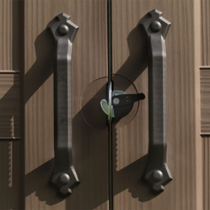 Factor 6x6 - Casetta da Giardino 178x208x195,5 cm 2 Ante per deposito attrezzi finitura effetto legno in Resina Beige