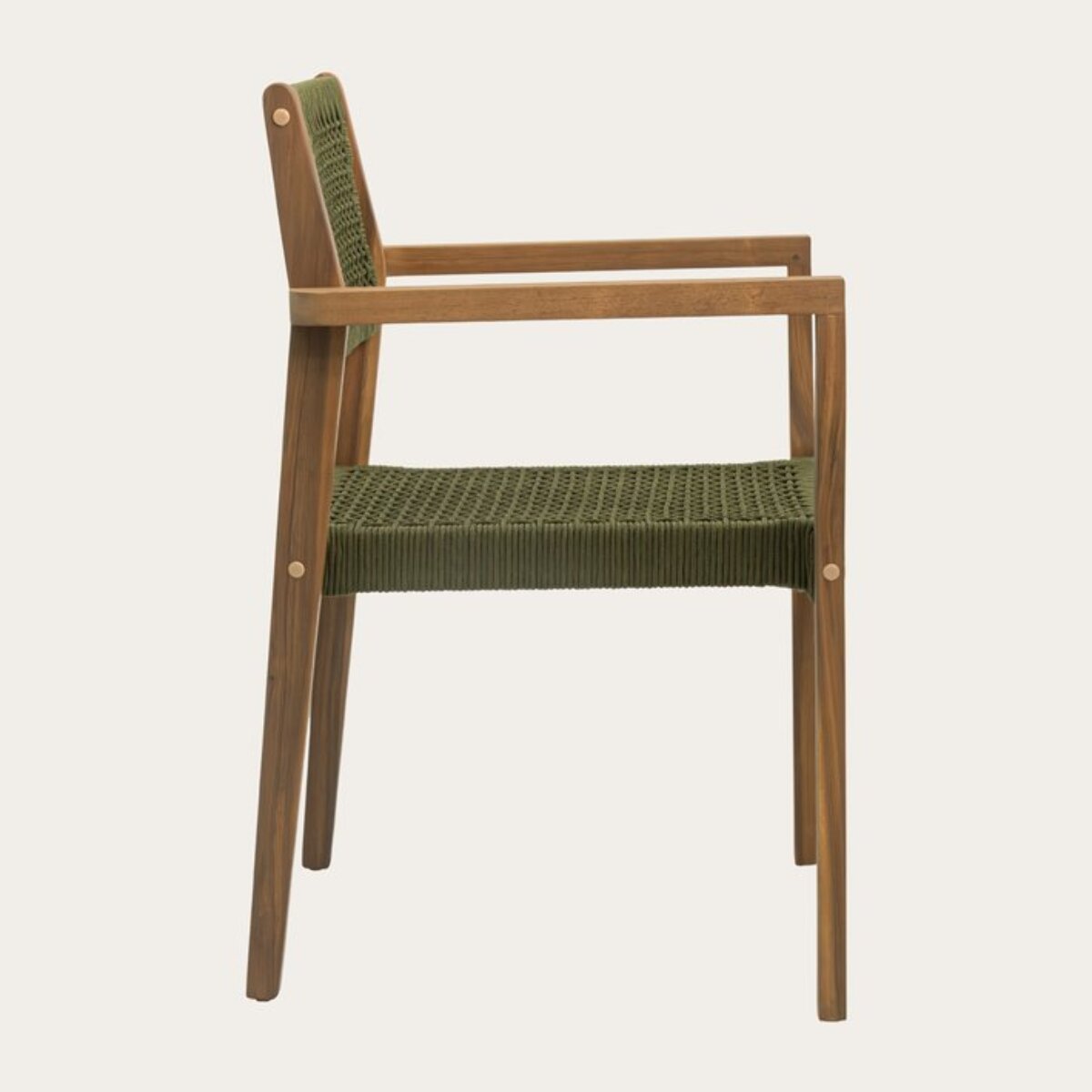 Chaise de jardin Tina -bois massif d'acacia et corde tressée-couleur vert 58 x 83 x 60 cm