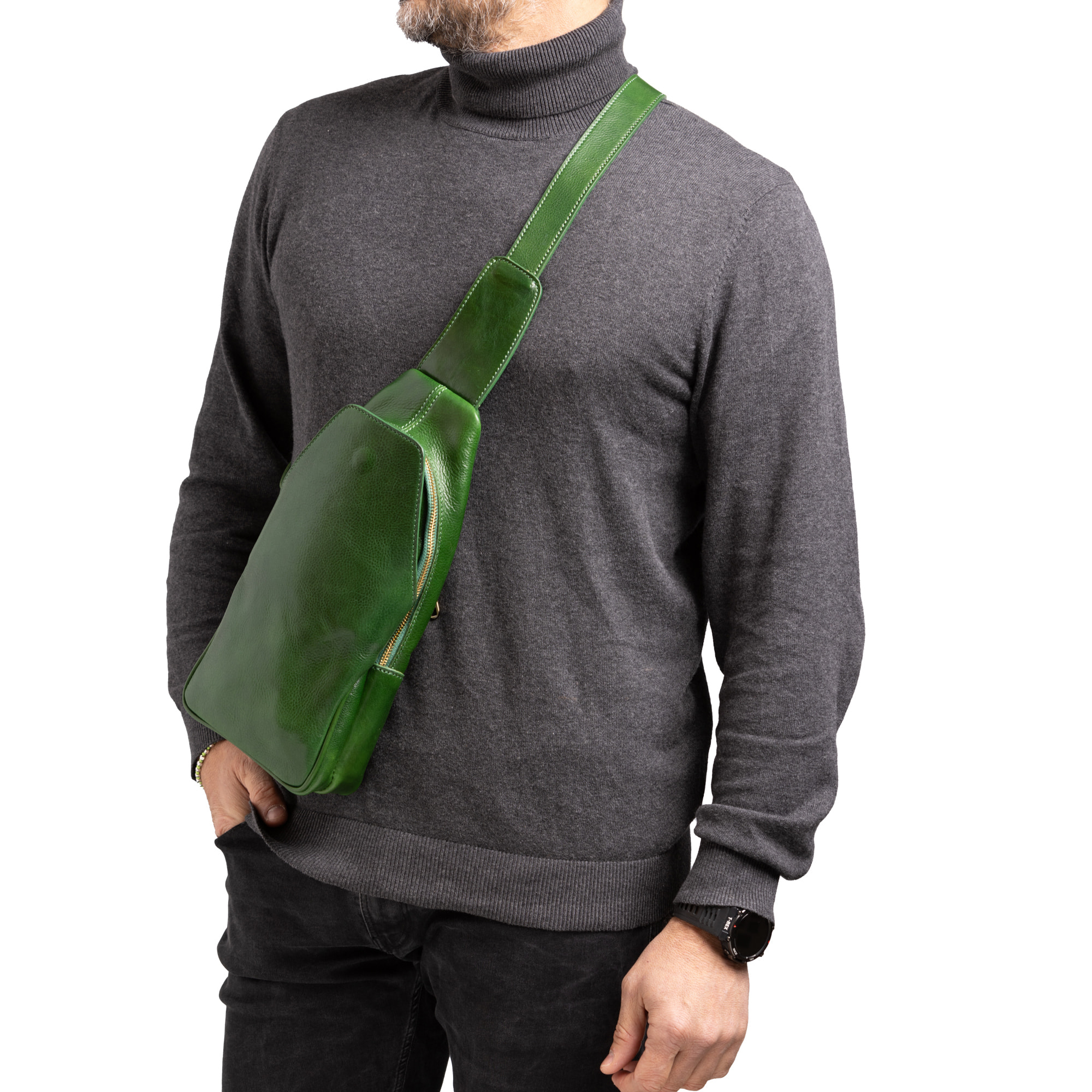 Marsupio  da uomo In Vera pelle Made in Italy 33x17x7 cm