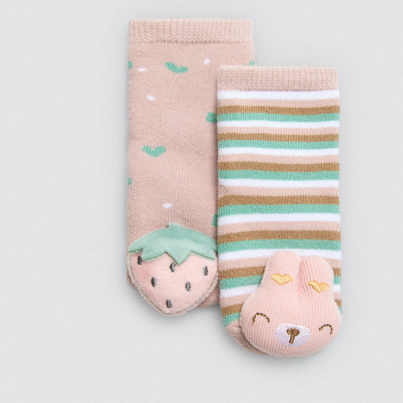 Calzini termici sensoriali per neonato con sonaglio rosa