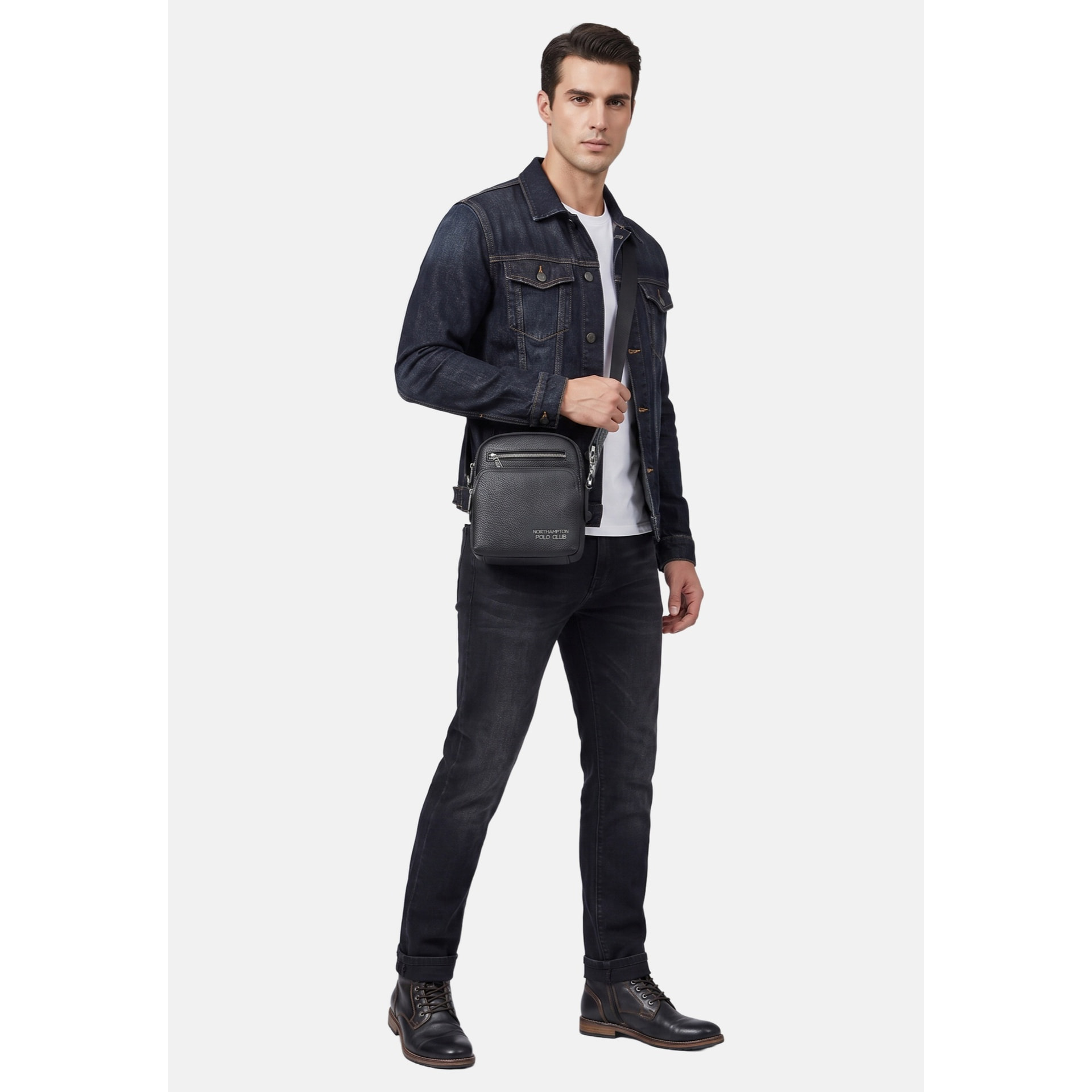 Borsa a tracolla uomo vera pelle - Modello Ebeno Nova - Casual - 21.0 x 18.0 x 9.5 cm