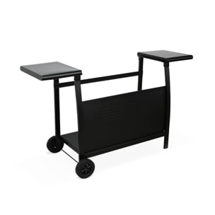 Plancha au gaz 4 brûleurs sur chariot - Porthos - 10kW. plancha à gaz avec desserte . cuisine extérieure. plaque émaillée. inox. barbecue