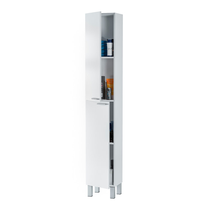 Columna Baño 2 Puertas + 4 Estantes 182 Cm Blanco