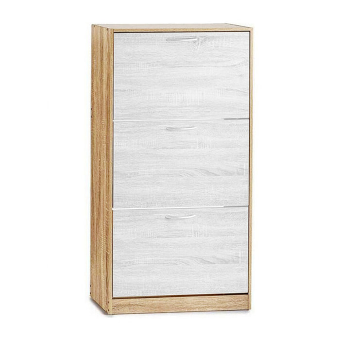 Scarpiera 3 ante salvaspazio in finitura rovere, mobile porta scarpe compatto fino a 18 paia, design moderno e funzionale, ideale per ingresso e corridoio, struttura resistente, facile da montare con istruzioni e accessori inclusi