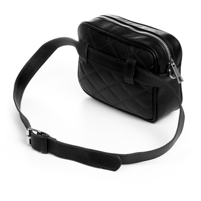 Serafina Riñonera de moda Unisex.Piel auténtica Sauvage Acolchado