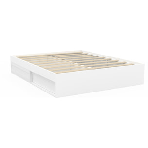 Cadre de lit Orem 160x200cm blanc tiroir coulissant