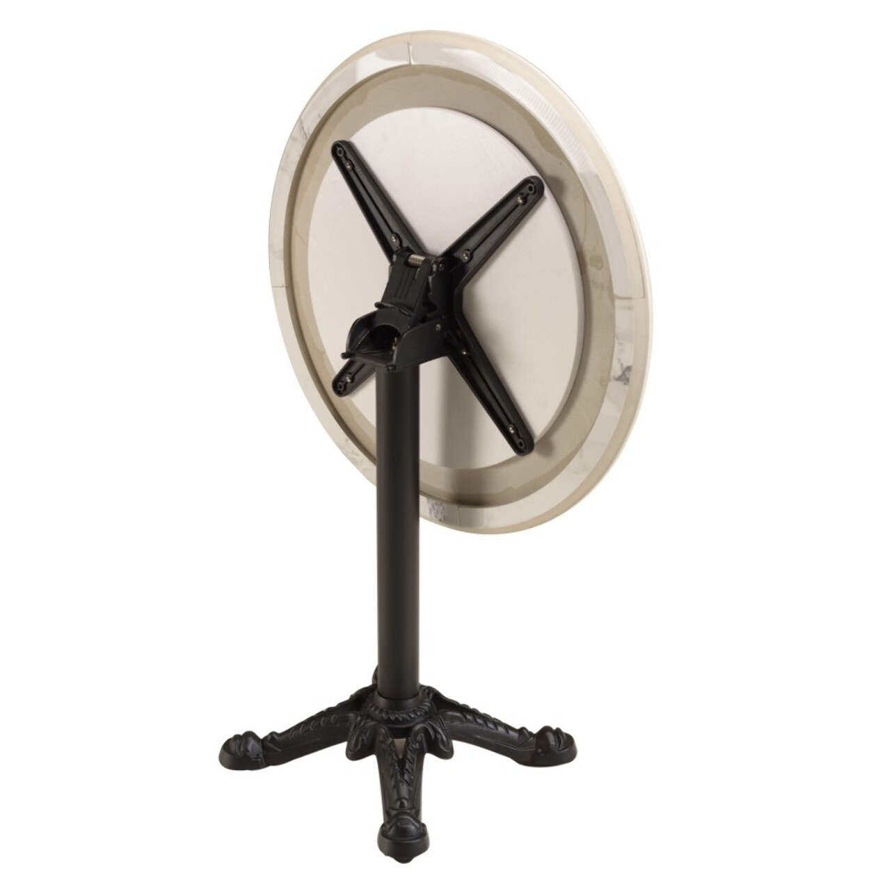 ICARE - Ensemble n°1: table bistrot D70cm pliable en céramique marbré clair