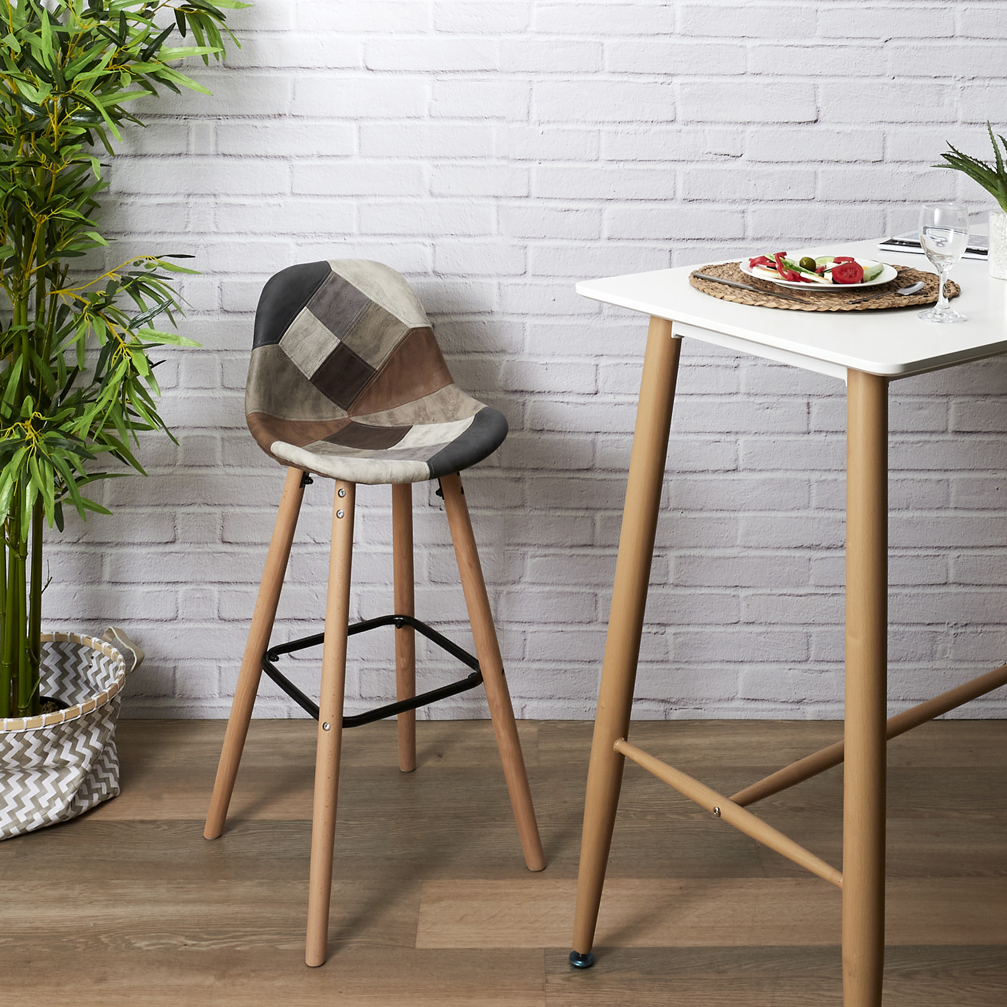 Lot De 2 Tabourets De Bar Patchwork Pu M1