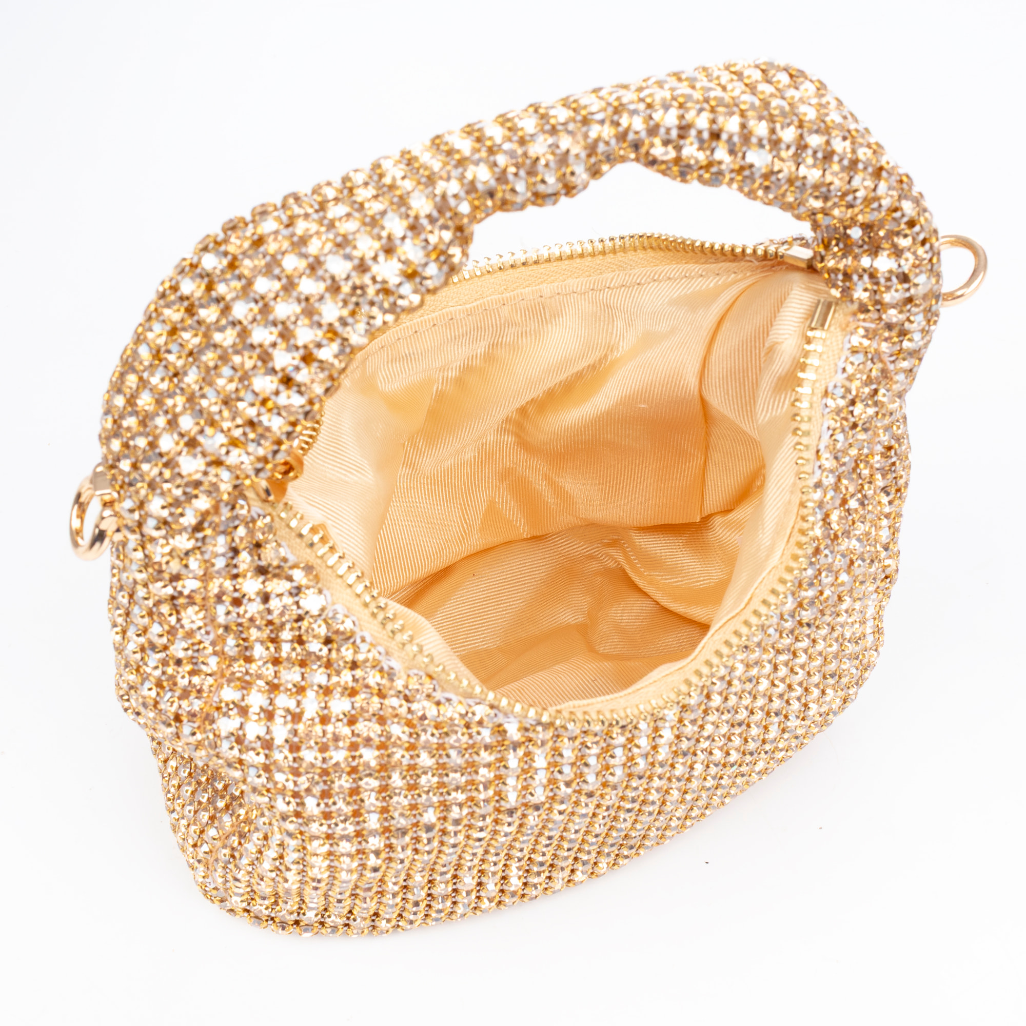 Baganza borsa a mano da festa con pietre di zirconia di grado 5A, design a diamante effetto brillante.