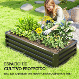 Jardinera Exterior Grande de Acero Galvanizado, Huerto Urbano Elevado para Cultivar Plantas, Flores, Hierba, Macetero Exterior Rectangular con Fondo Abierto, 120x60x30,5 cm, Gris