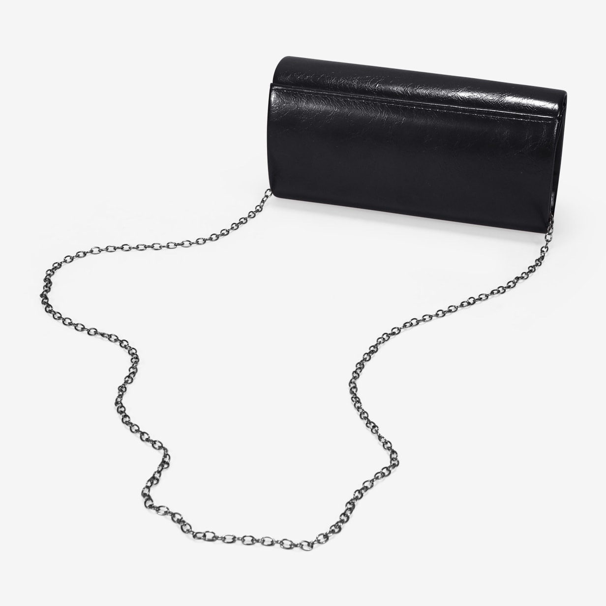 Bolso de fiesta negro brillante con solapa
