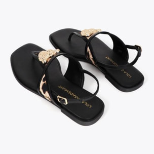 Sandalo basso con stampa animalier e applicazione metallica