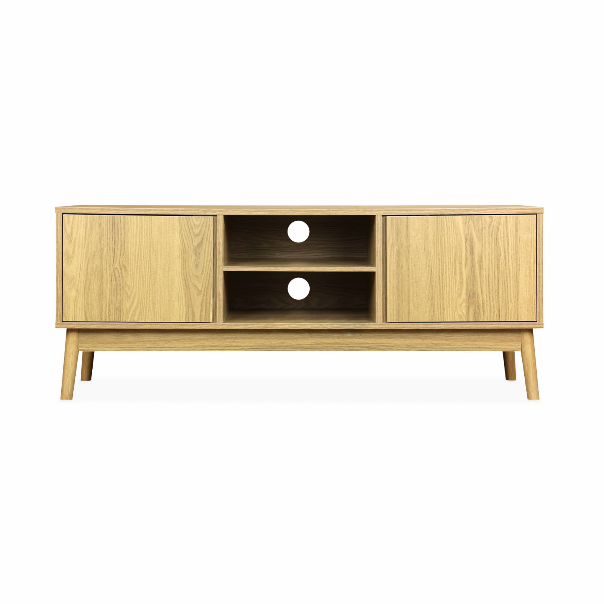 Meuble TV décor bois 2 portes L 120 x l 39 H 48cm - Dune
