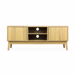 Meuble TV décor bois 2 portes L 120 x l 39 H 48cm - Dune