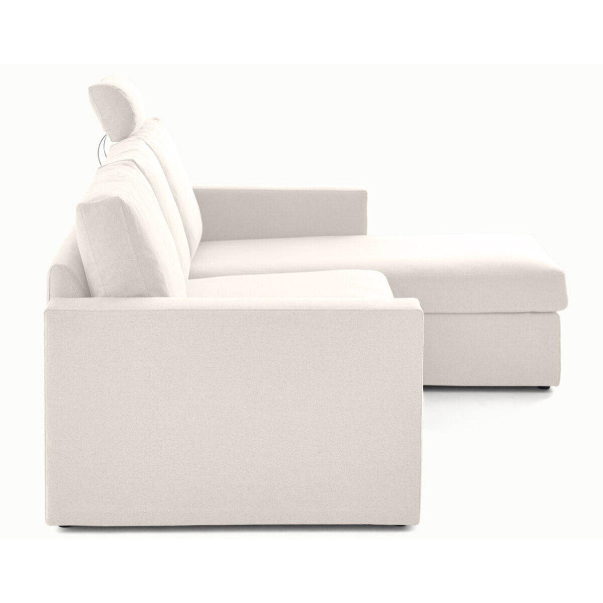 Barrie - canapé d'angle réversible 4 places avec têtière amovible en tissu - Beige