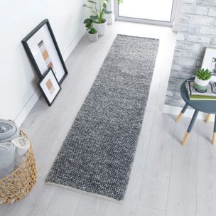 Tapis laine bouclée de couloir MINERALS Gris