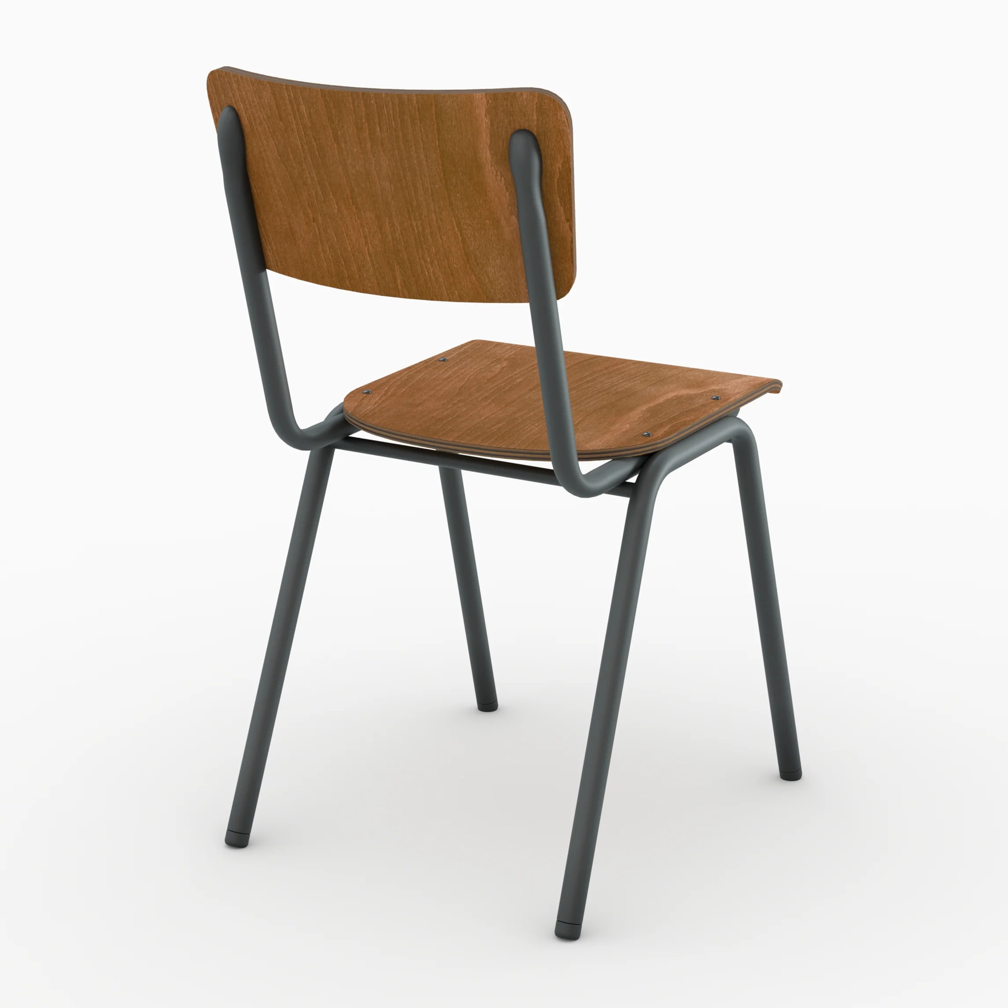 Lot de 2 chaises écolier empilables en bois foncé - Clem