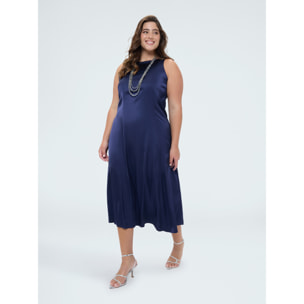 Fiorella Rubino - Vestito lungo smanicato in raso di viscosa - Blu