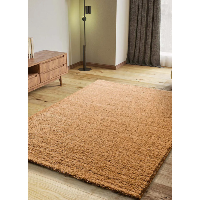 ATLAS Alfombra shaggy lisa en color camel, varias medidas disponibles