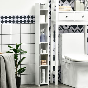 kleankin Armario Alto de Baño con 3 Puertas y 3 Estantes Abiertos Columna Auxiliar de Baño para Salón Aseo Dormitorio Estilo Moderno 15x17x120 cm Gris