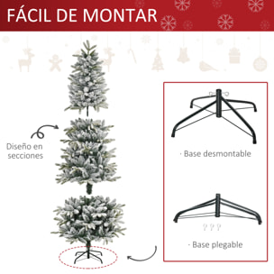 árbol de Navidad 210 cm Nevado Artificial con 784 Puntas de Rama Ignífugas y Soporte de Acero Decoración Navideña para Interiores Ø95x210 cm Verde y Blanco