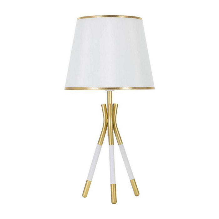 Lampada da tavolo Gongbi, Luce da scrivania, Luminaria da ufficio, Lampada da lavoro, 28x28 h57 cm, Bianco e Oro