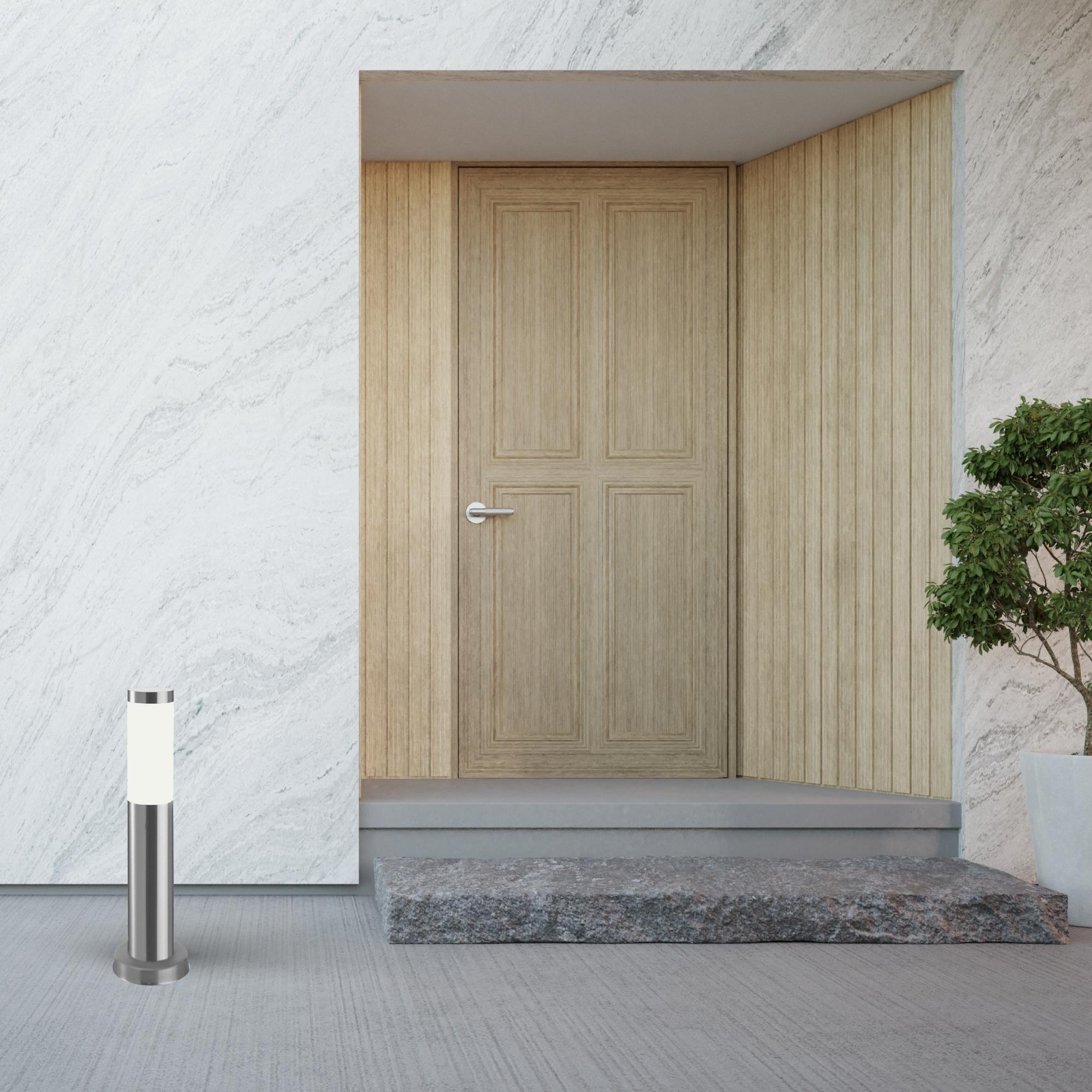 Koral (2 uds) Baliza Exterior de Jardín Resistente al Agua IP55. Poste de Luz. Lámpara Bolardo de Acero Inoxidable 23W.