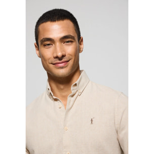 Camicia beige Williams pied de poule con logo Rigby Go ricamato