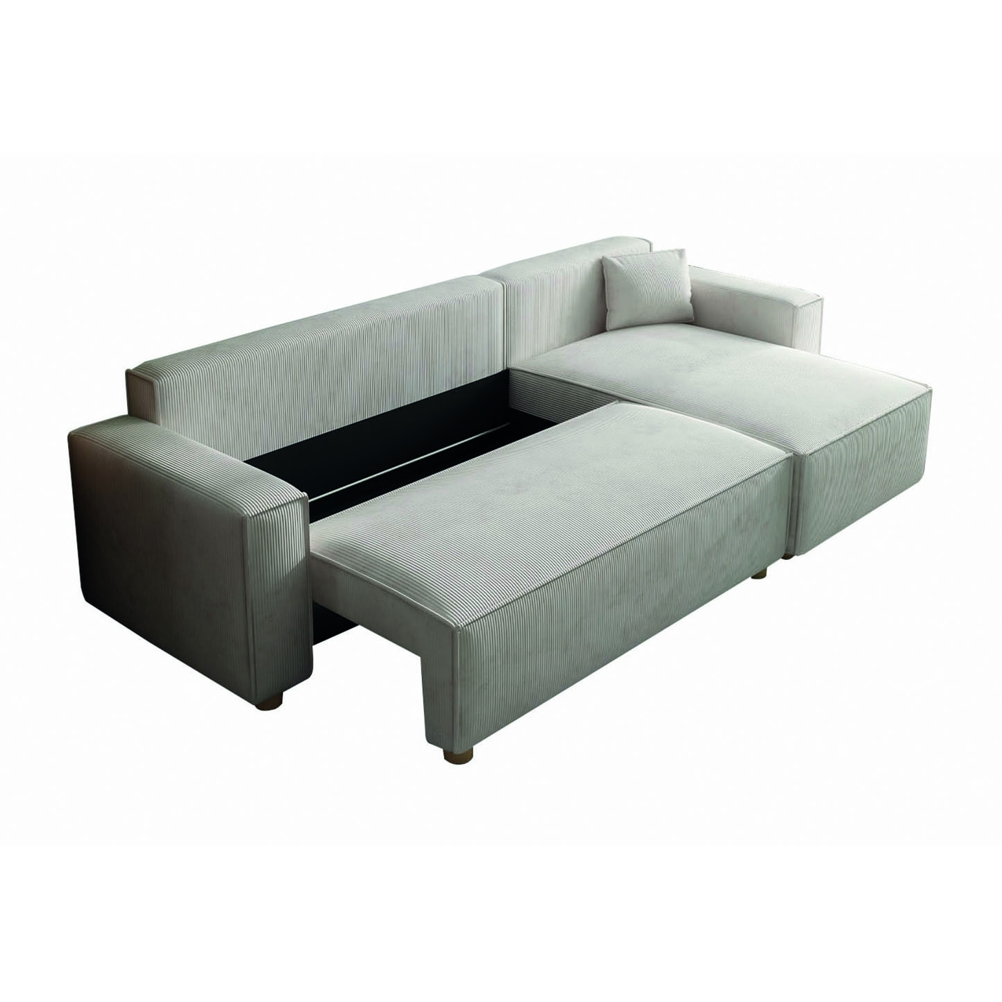 Canapé convertible d'angle réversible 4 places velours côtelé beige OGGIE