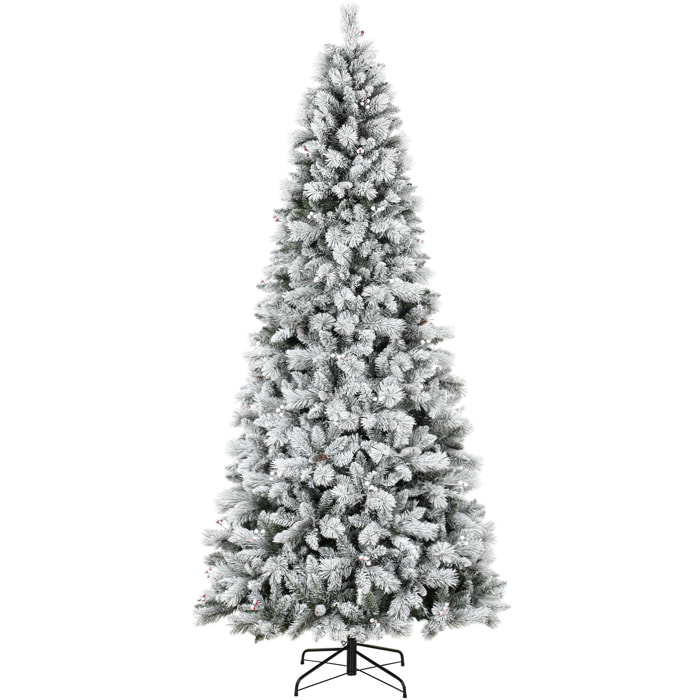 HOMCOM Árbol de Navidad 270 cm, Árbol de Navidad Artificial con 1507 Ramas y Base Metálica Plegable, Realista de Pino Completo, Montaje Rápido, Decoración Navideña para Salón, Interior, Blanco