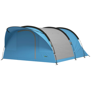 Tente camping tunnel 4 pers. imperméable 3000mm - 5,65x3,70x2m - bleu