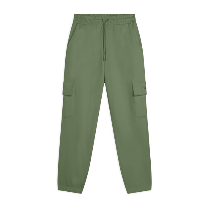 Pantaloni Cargo da donna in felpa garzata con fondo elastico