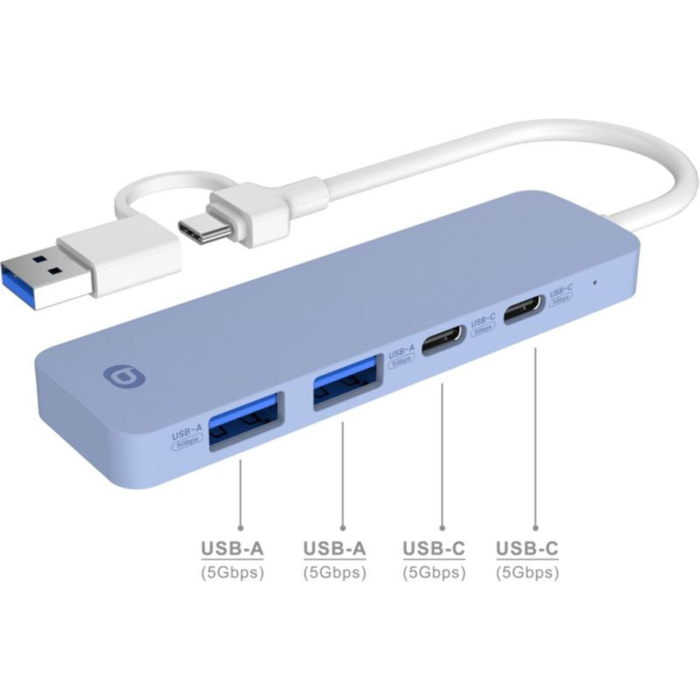 Hub USB C ESSENTIELB 4 en 1 USB C Violet - Vr