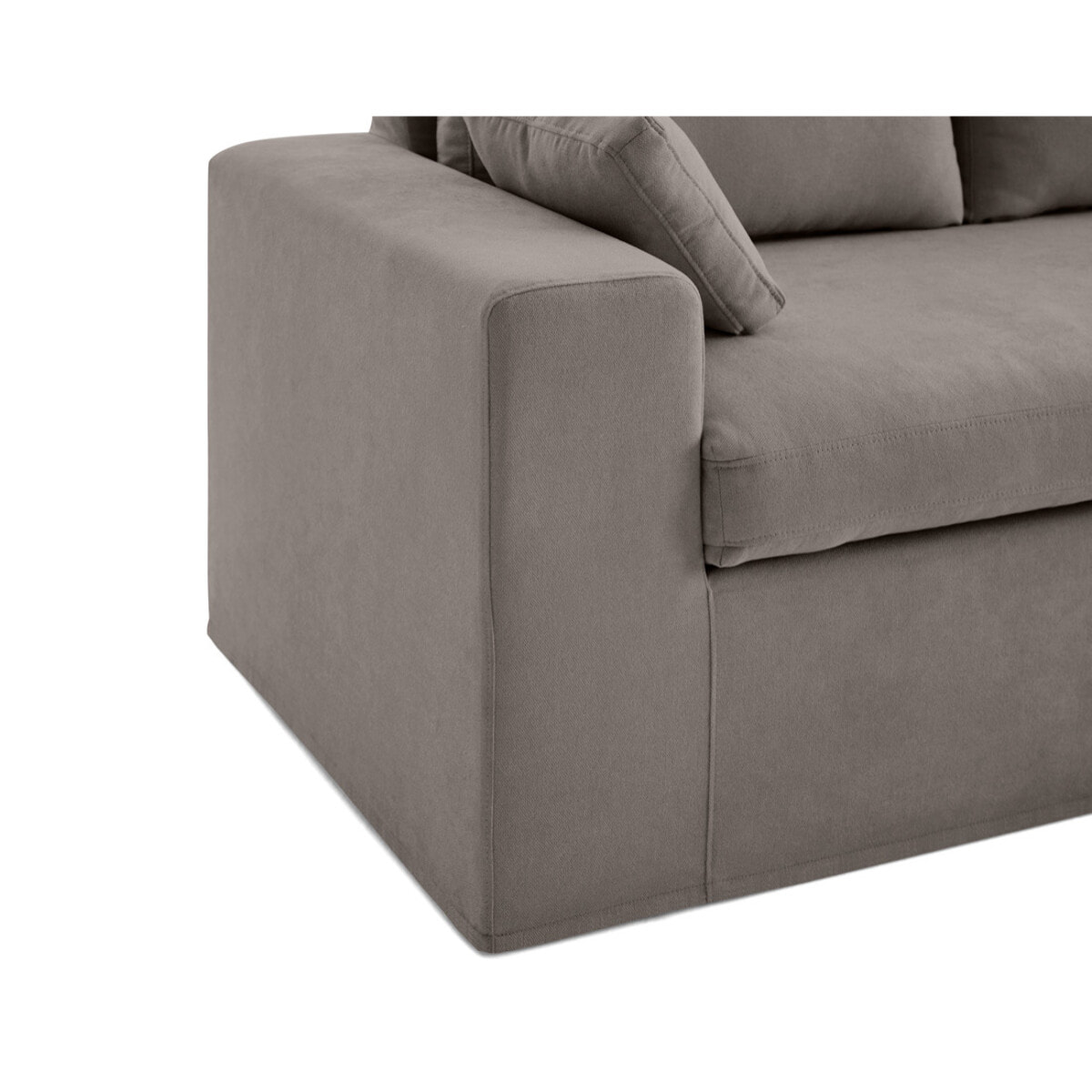 Calgary - canapé d'angle déhoussable et modulable 3 places + 1 pouf en tissu - Gris