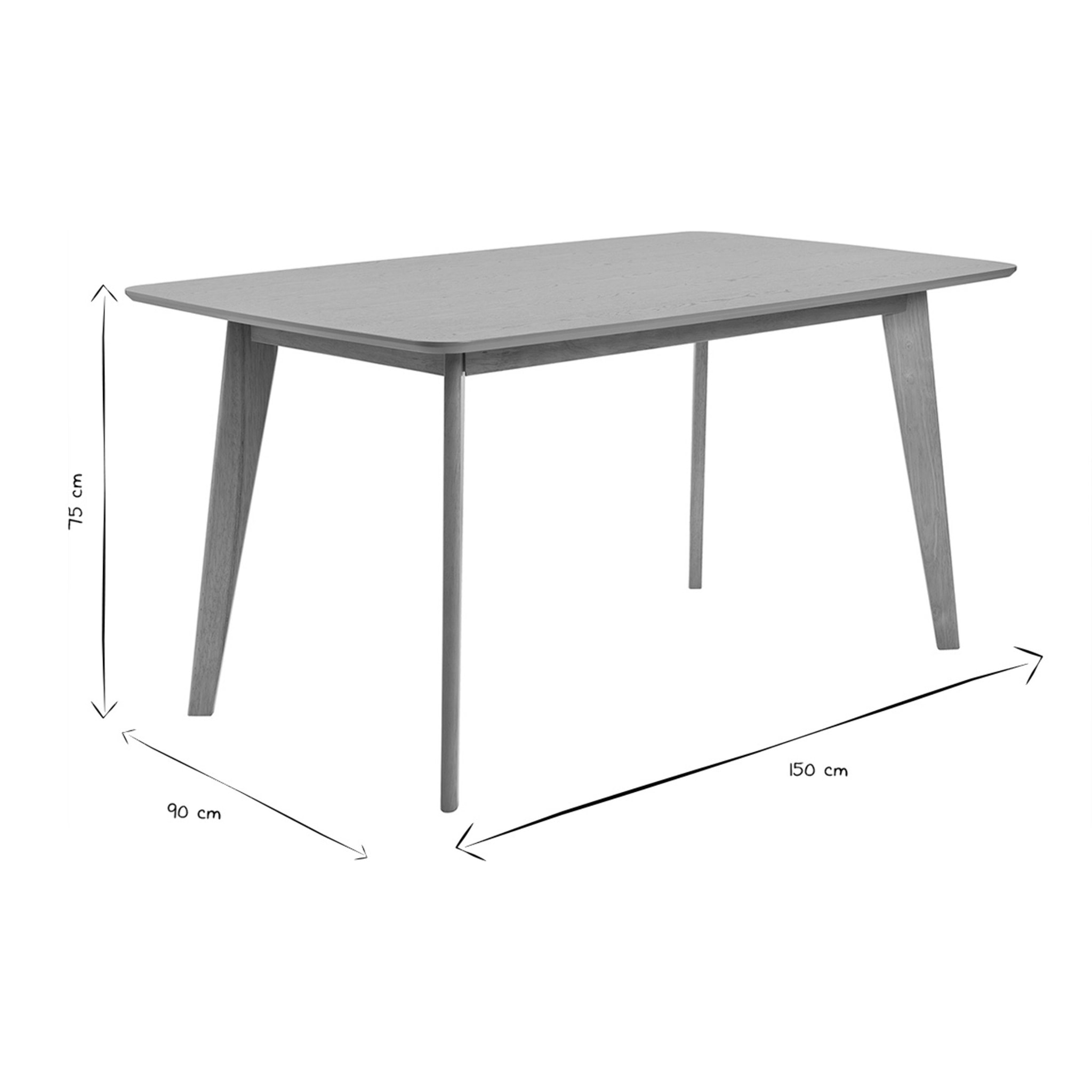 Table à manger rectangulaire scandinave bois clair chêne L150 cm LEENA