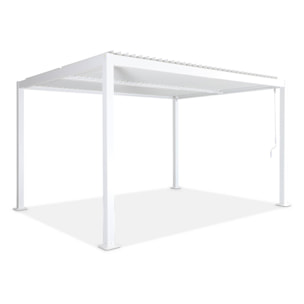 Pergola bioclimatique blanche. aluminium et acier. 3x4m. lames orientables