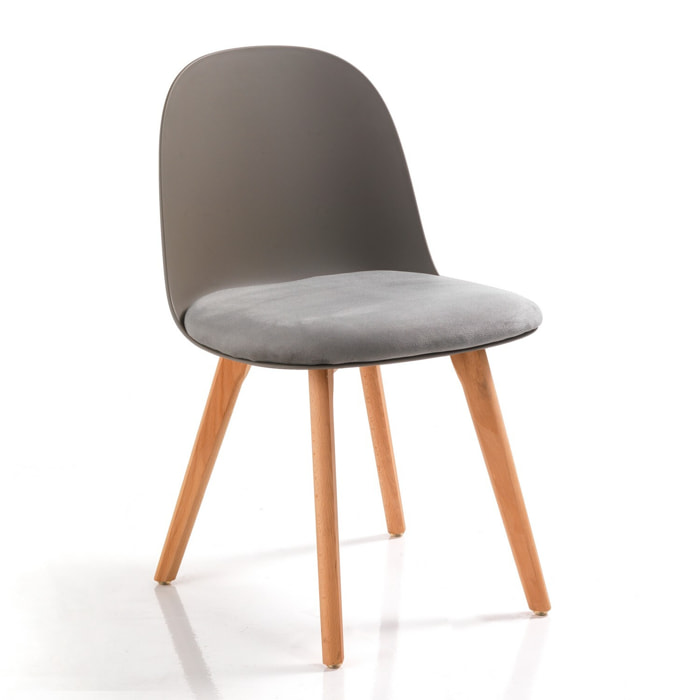 Tomasucci Lot de 4 Chaises JADE WOOD GRIS FONCÉ