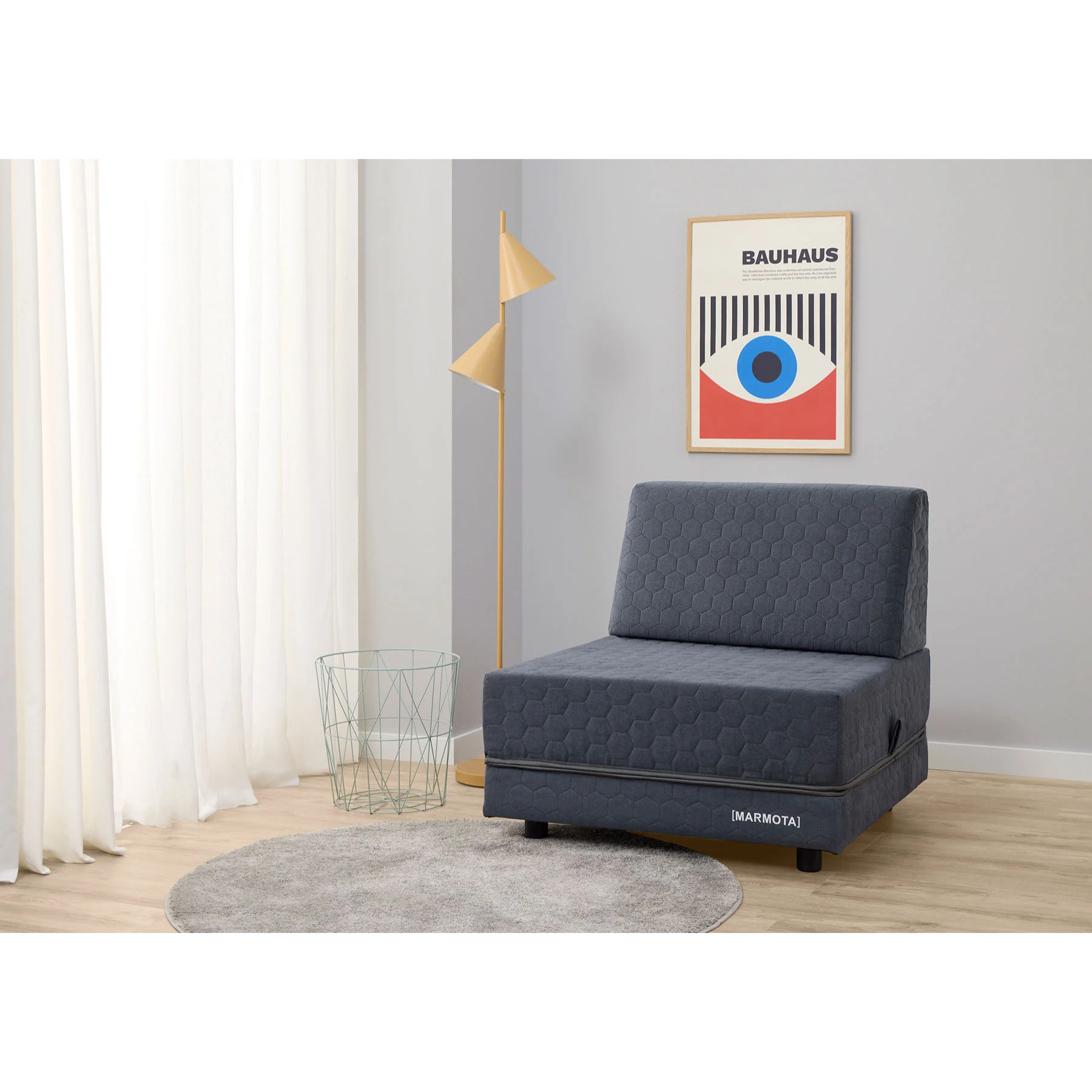 Puff Cama Marmota con Viscoelástica - Sillón Cama Plegable y Convertible - Diseño Elegante y Versátil para Visitas - Tejido de Alta Calidad - 3 Años de Garantía