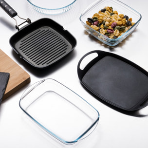 Fuente rectangular 31x20x6cm 2,1 litros borosilicato Mediterráneo