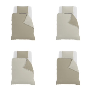 PARURE COPRIPIUMINO NATURAL COLOR PIAZZA E MEZZA - 100% COTONE MADE IN ITALY