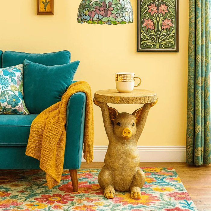 Table d'appoint Animal cochon doré Kare Design