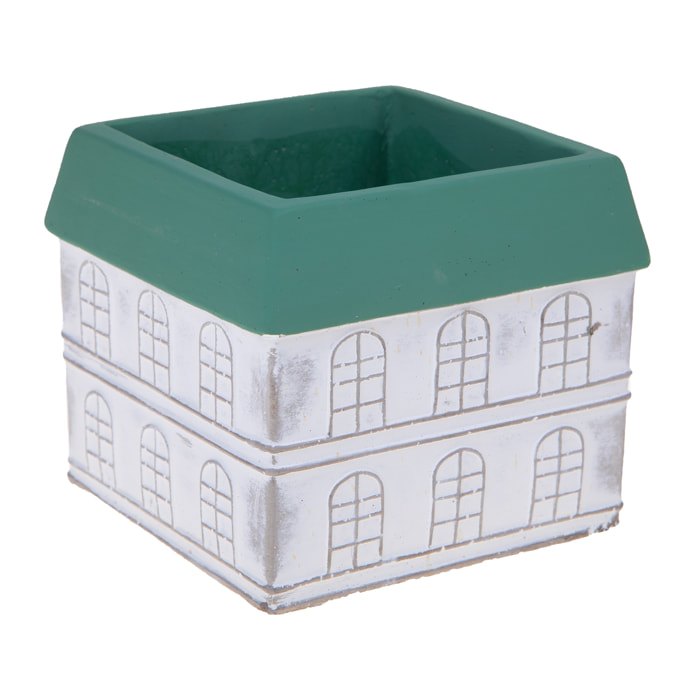 Vaso Casetta 16X16Xh.14 Cm - Pezzi 3 - 16X14X16cm - Colore: Bianco - Bianchi Dino - Decori Casa E Complementi