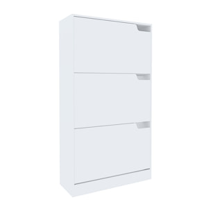 Scarpiera Portascarpe 3 Ante In Legno MDF Salvaspazio A Ribalta Maniglie A Scomparsa Per Ingresso Soggiorno Casa Camera 115x24x63 Cm Bianco